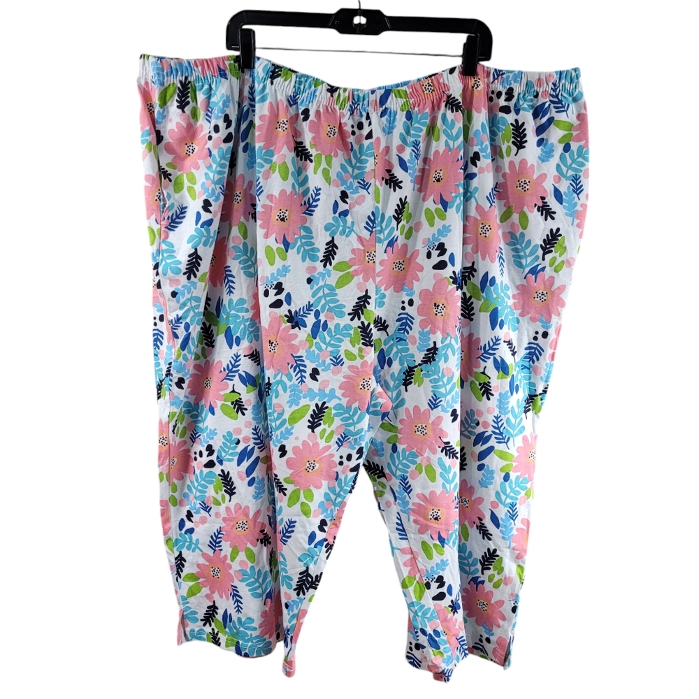 Anthony Richards Womens Sleep Pants 5X Capris Floral Pull On Waist 52" New